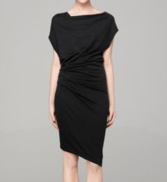 FEATHER JERSEY DRAPED DRESS