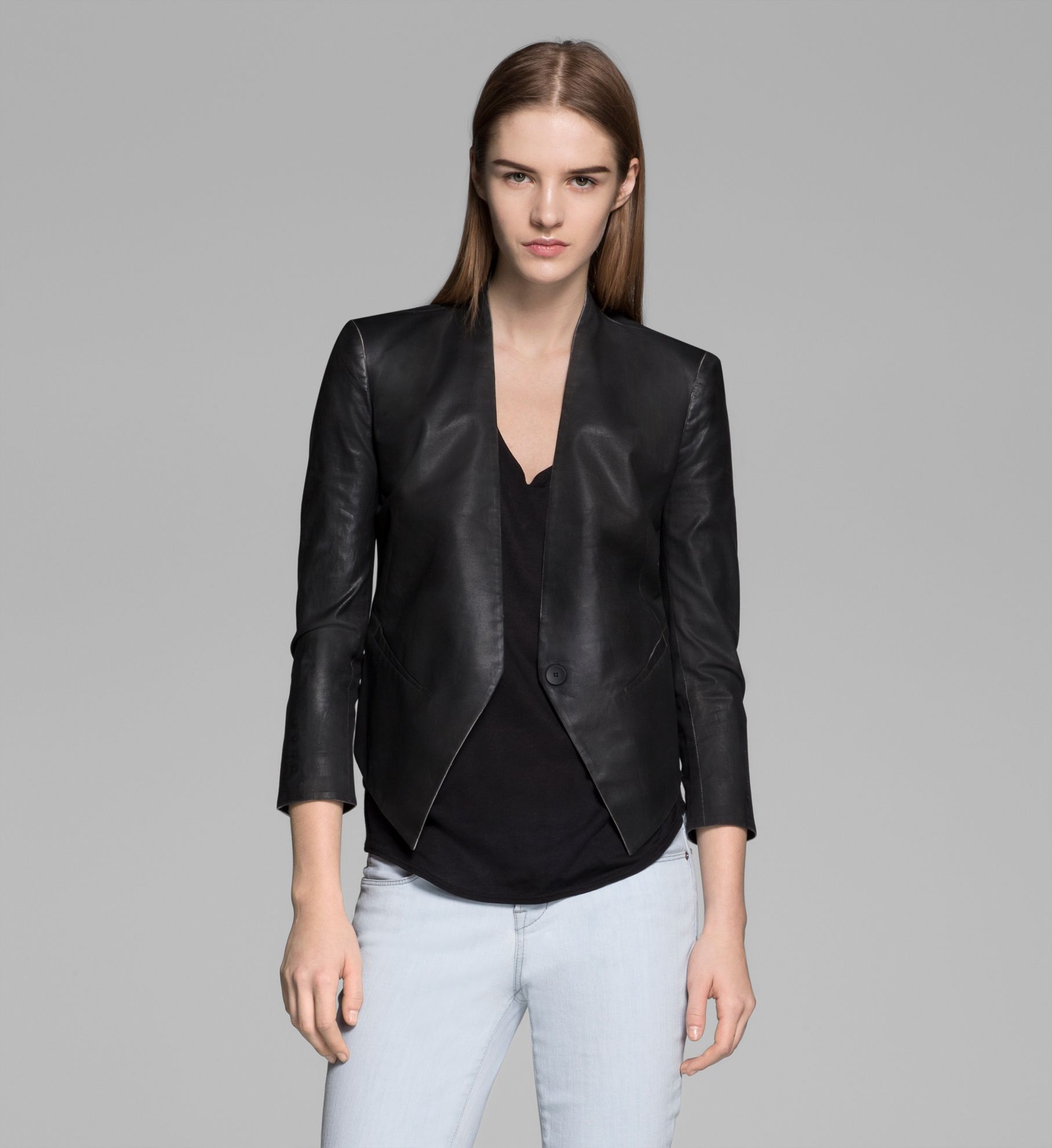 COATED STRETCH COTTON TUXEDO BLAZER