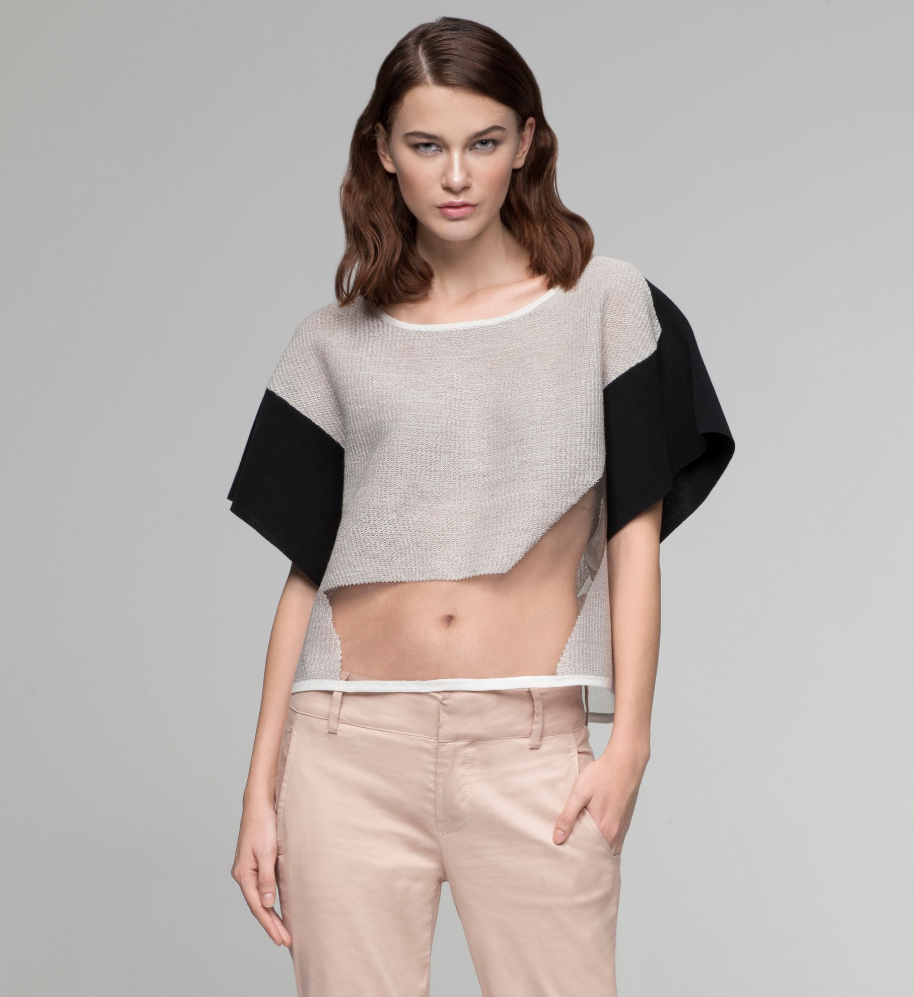 TRANSPARENT GRID SWEATER TOP
