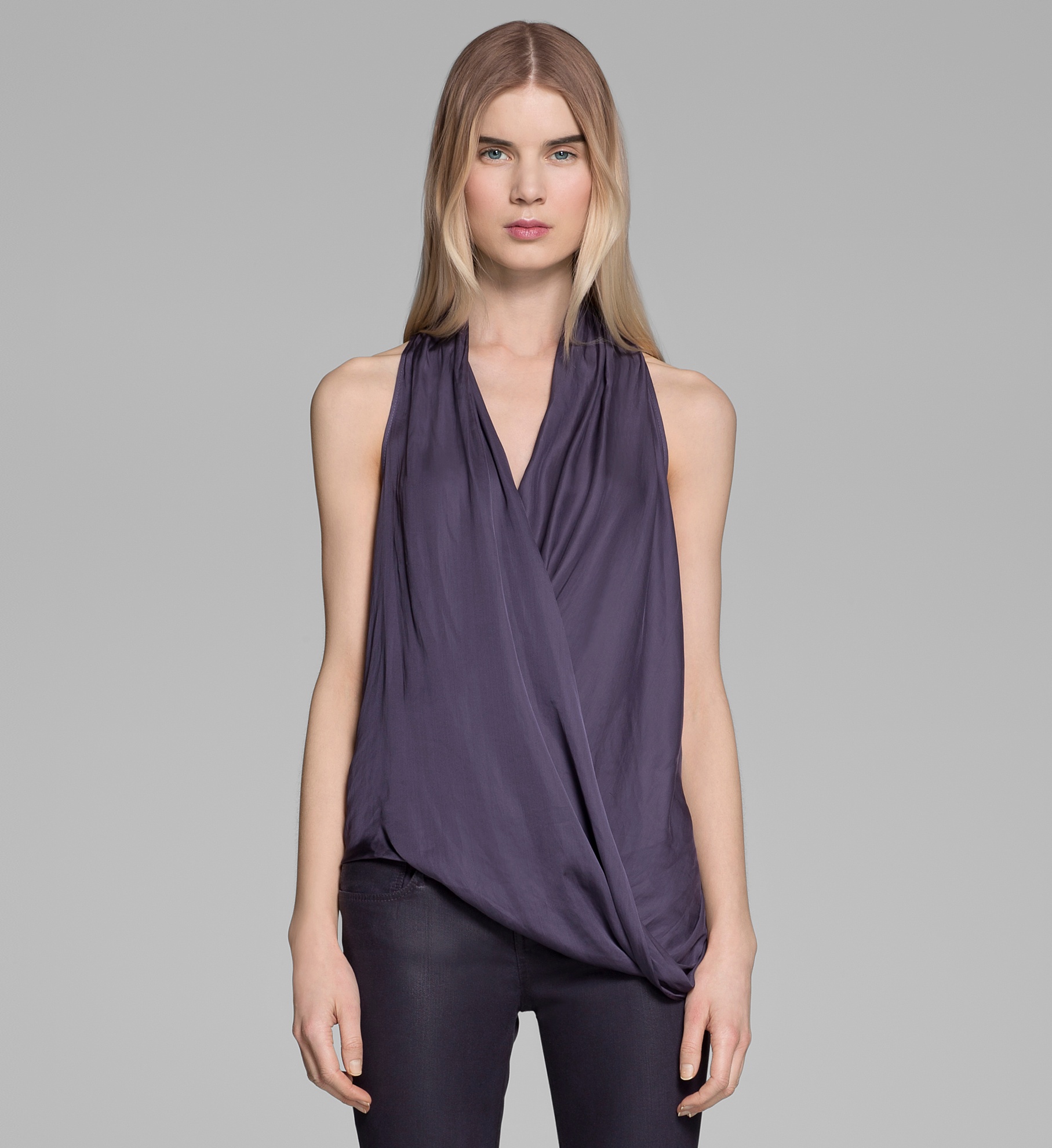 GLASSY SHIRTING OVERLAP TOP