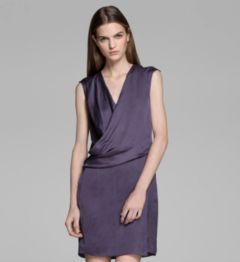 GLASSY SHIRTING DRAPED DRESS