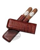 DAVIDOFF BROWN CROC DOUBLE CORONA LEATHER CASE