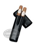 DAVIDOFF BLACK LEATHER CROCODILE DOUBLE