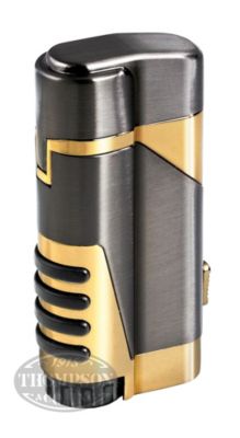 Gunmetal and Gold Dual Torch Cigar Lighter