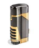 GUN METAL/GOLD DOUBLE TORCH LIGHTER WITH