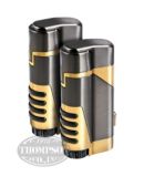 GUN METAL AND GOLD DUAL TORCH LIGHTER WITH CUTTER 2-FER