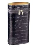 ANDRE GARCIA BLACK CROC PATTERN LEATHER ZIPPERED CASE WITH HORN AND WOOD SEPARATOR