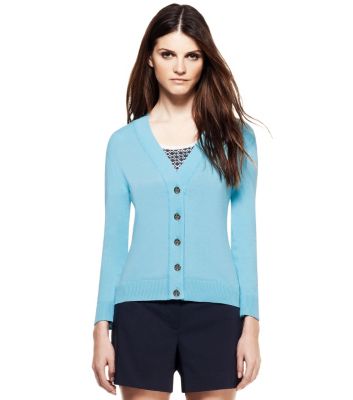 Tory Burch Cotton Shrunken Simone Cardigan  