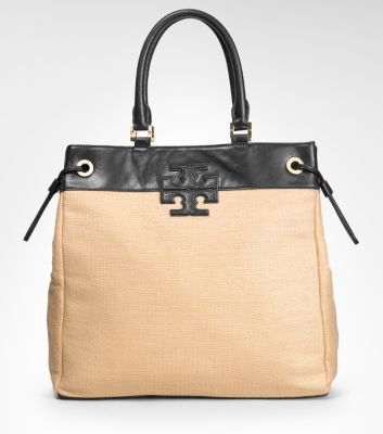 Straw Tall Stacked Logo Tote