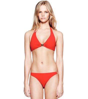 Poppy Red Tory Burch Logo Halter 