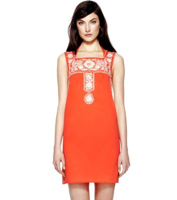 Poppy Red/ivory Tory Burch Amira Dress  