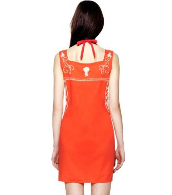 Poppy Red/ivory Tory Burch Amira Dress 