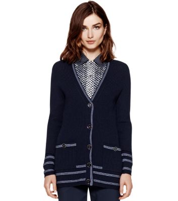 Med Navy / Light Chambray Tory Burch Mallorie Cardigan  