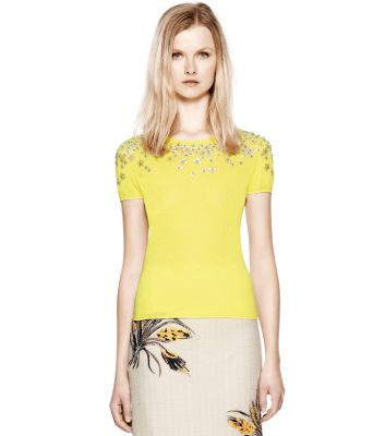Lemon Chartreuse Tory Burch Marygrace Sweater  