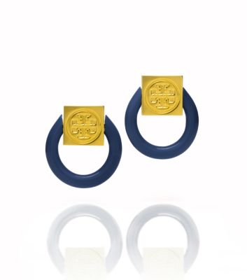 Tory Navy/shiny Gold Tory Burch Varden Resin Earring 