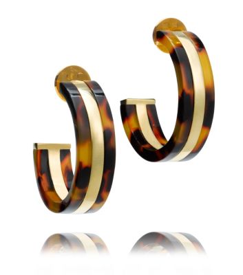Tortoise/shiny Gold Tory Burch Wyatt Large Hoop Earring 