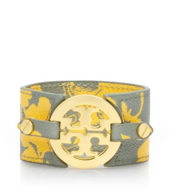 Abbot B/luggage Tory Burch Printed Logo Wide Double Snap Cuff 