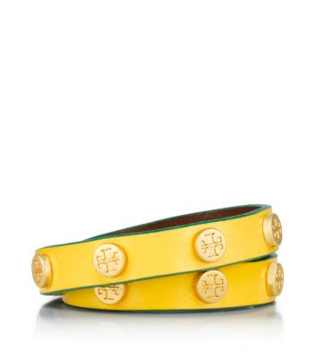 Tory Burch Patent Double Wrap Logo Stud Bracelet 