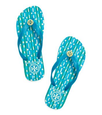 Tahitian Turq-pnted Lnk Vertl Tory Burch Printed Flip Flop 