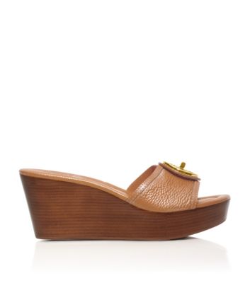 Royal Tan Tory Burch Selma Mid Wedge Slide 