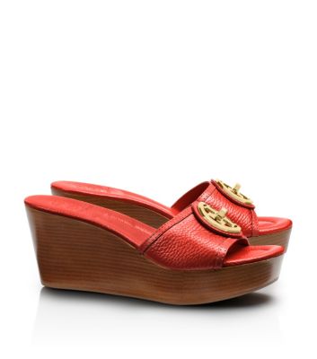 Flame Red Tory Burch Selma Mittelhoher Slipper Mit Keilabsatz  