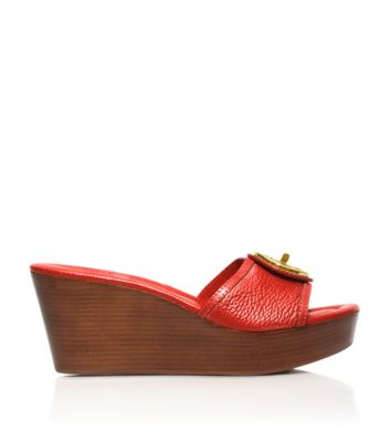 Flame Red Tory Burch Selma Mittelhoher Slipper Mit Keilabsatz 