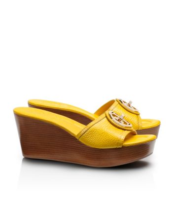 Tory Yellow Tory Burch Selma Mid Wedge Slide  