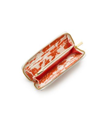 Fire Orange Multi (abbott C) Tory Burch Printed Robinson Zip Continental Wallet 