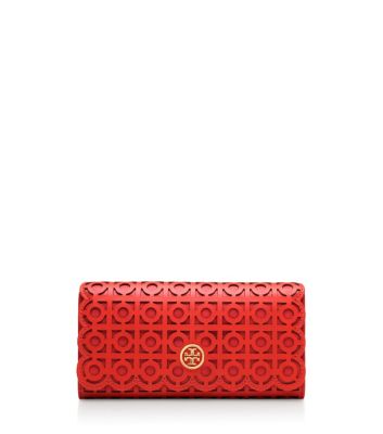 Poppy Red Tory Burch Portefeuille Allong&eacute; &Agrave; Rabat Kelsey  