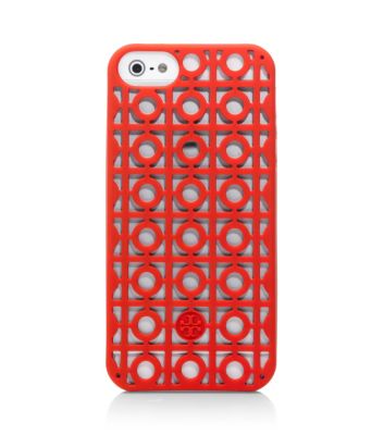 Poppy Red Tory Burch Kelsey Perforated Phone Case For Iphone 5  
