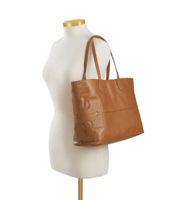 Leather Stacked "T" Tote