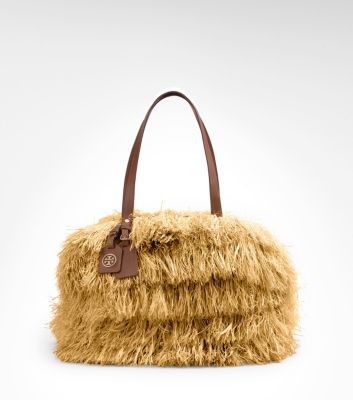 Raffia Zip Satchel