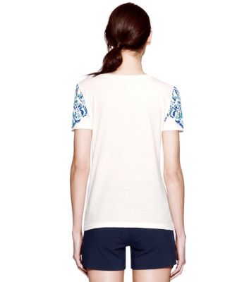 Ivory Akira Placement Tee  Tory Burch Kinley Tee 