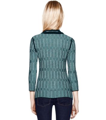 Med Navy Textured Plaid (g) Tory Burch Arielle Sweater 