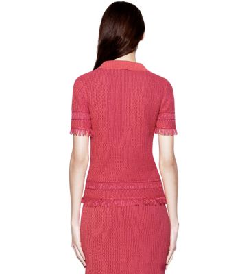 Gooseberry / Rose Petal Tory Burch Brielle Sweater Polo 