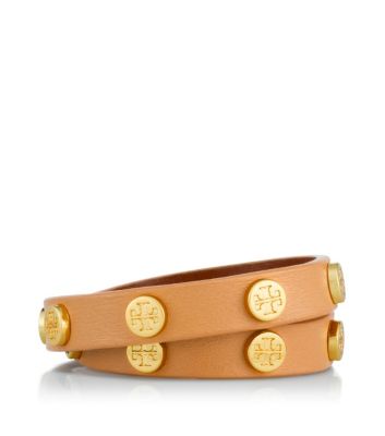 BRACCIALE DOPPIO IN PELLE CON BORCHIE CON LOGO