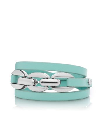 CHAIN AND LEATHER TRIPLE WRAP BRACELET