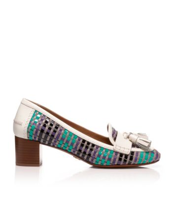 Green-black Multi/bleach/bleach Tory Burch Careen Mid Heel Loafer Pump 