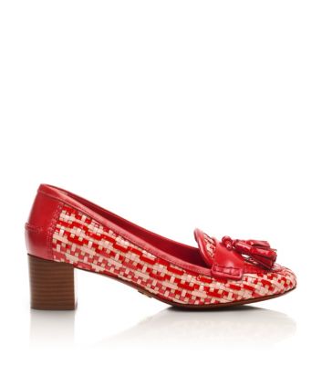 Red-tan Multi/tory Red/tory Red Tory Burch Careen Mid Heel Loafer Pump 