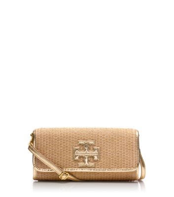 Tory Burch Stacked "t" Metallic Clutch  