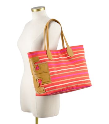 Tory Burch Stacked "t" Stripe Tote 