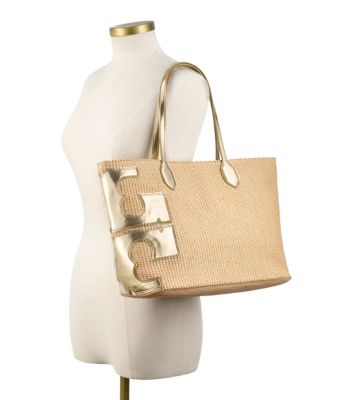 Tory Burch Metallic Stacked "t" Tote 