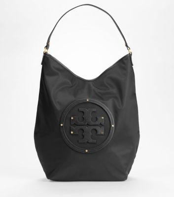 Nylon Stacked Logo Hobo