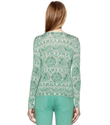 Fern Green Caracol /med Navy Tory Burch Taho Cardigan 