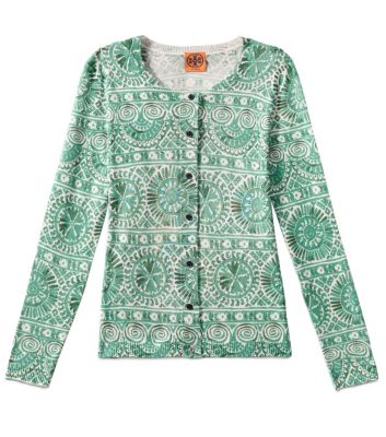 Fern Green Caracol /med Navy Tory Burch Taho Cardigan  