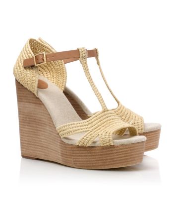 Natural/royal Tan Tory Burch Carina Wedge  