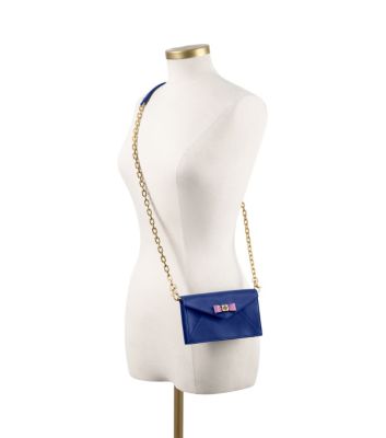 Blue Nile/purple Sahara Tory Burch Bow Envelope Crossbody 