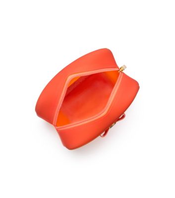 Electric Orange Tory Burch Bow Small Cosmetic Case 