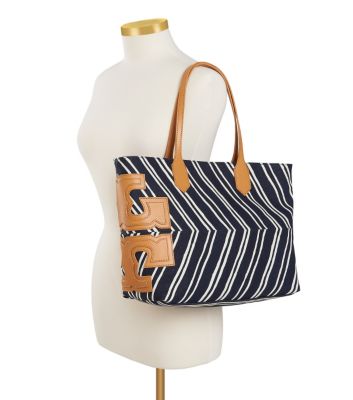 Tory Burch Stripe Stacked "t" Tote 