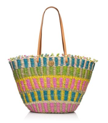 Strawberry/natural Multi Tory Burch Multi-color Straw Tote  